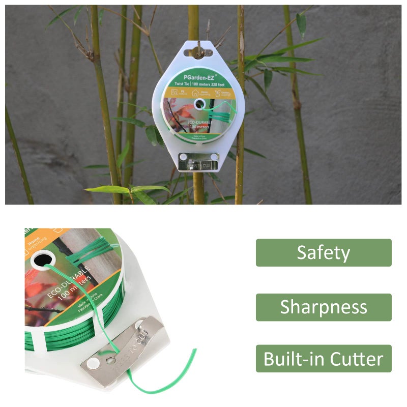 PGarden-EZ Twist Ties - 328ft Plant Ties PE-Coated Garden Ties with Cutter for Gardening Tomatoes Vines and Office Home Cable Organizing (1Reel/Green)â€¦ - Image 4